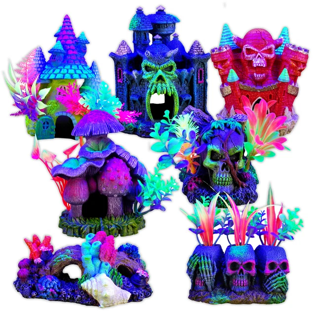 Marina iGlo Ornaments Fantasy Mushroom House Skull Castle Coral Reef Aquarium