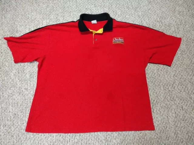 Vintage 90s 00s Checkers Food Restaurant Uniform Work Button Shirt Retro 2XL