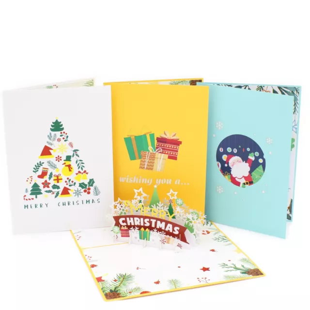 Merry Christmas - Pack 3 Pop up Card, 3D Xmas Card, 3D Christmas Card Australia