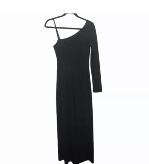 Vintage 90s Gown CACHE Bianca Nero One-Sleeve strap Formal Gown Black  Size S 3