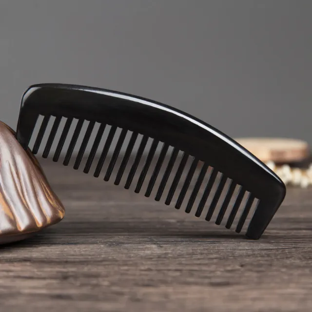 Natural Horn Comb Hair Brush Black Buffalo Horn Wide Toothed Massage Hair Comb