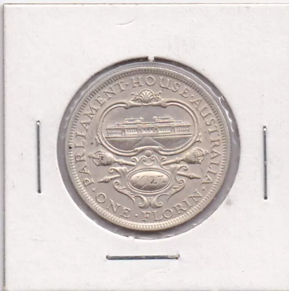 Australian  1927    CANBERRA   SILVER  FLORIN   COIN  EF