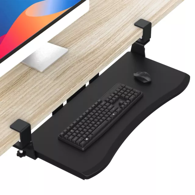 Keyboard Tray Under Desk,Pull Out Keyboard & Mouse Tray with Heavy-Duty C Cla...