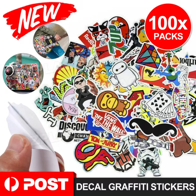 100 Random Vinyl Decal Graffiti Sticker Bomb Laptop Waterproof Stickers Skate