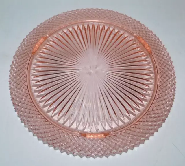 Vintage Pink Depression Glass Anchor Hocking Miss America Footed 12" Cake Plate