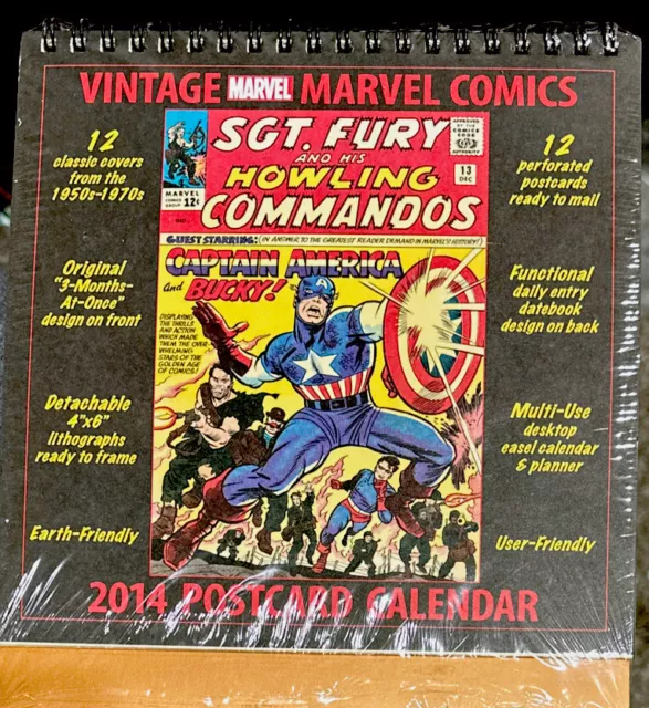 VINTAGE MARVEL COMICS 2014 POSTCARD CALENDAR Asgard Press SEALED
