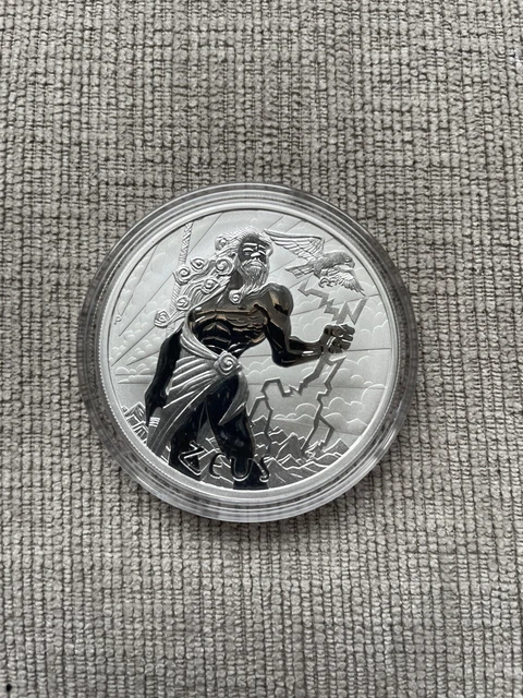 2020 Tuvalu Gods Of Olympus Zeus 1 Oz .9999 Silver Coin BU In Capsule