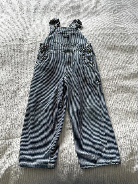 Dungarees vintage OshKosh blu a righe bianche età 6 anni 100% cotone alcune marche