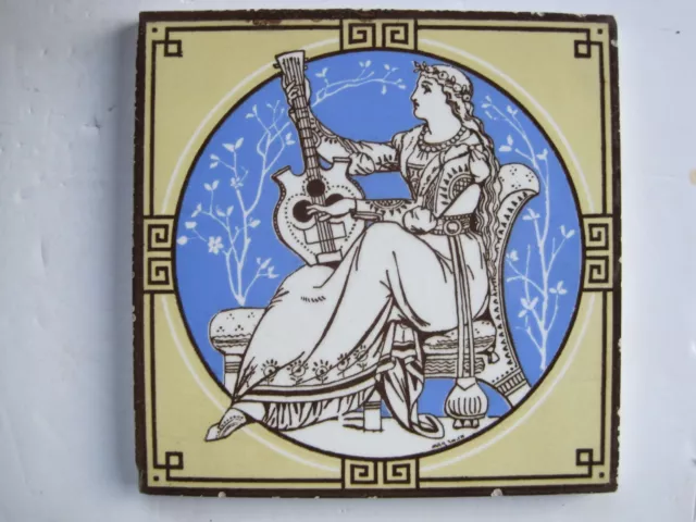 Antique Minton's - Moyr Smith - Classical Figures W/Musical Instruments Tile