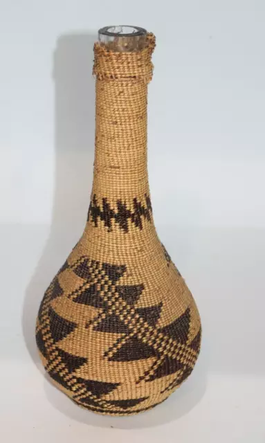 Lovely Northern California Karuk Yurok Hupa Basket Bottle Native American 1920s
