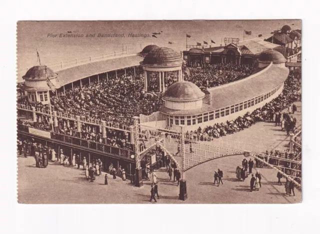 Printed Postcard Pier Extension And Bandstand, Hastings