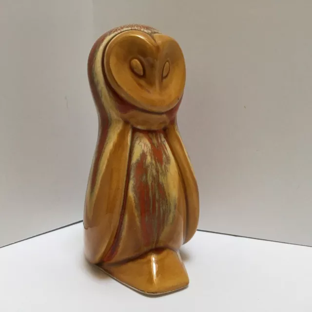 Vintage Ceramic Owl MCM Drip Glaze Orange Honey Brown Japan