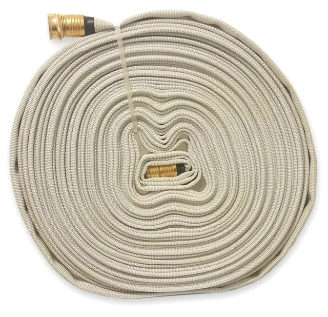 Fire Hose with Garden Thread, 100Ft., WHITE, 250 PSI