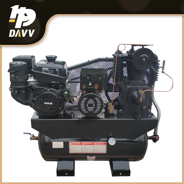 15 HP 19CFM Air Compressor Two-Stage Gasoline Welder / Generator 30 Gal Tank