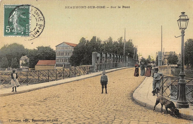 CPA 95 BEAUMONT SUR OISE SUR LE DECK (colored canvas cpa)