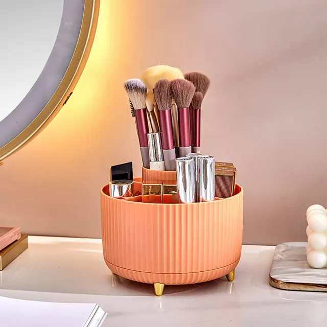 6 Slots Runde Kosmetik Aufbewahrungsbox 360 Grad drehbare Make-up-Boxen (Orange)