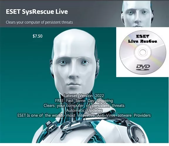 ESET System Rescue Live Boot CD Latest Version 2022 SAME DAY SHIPPING