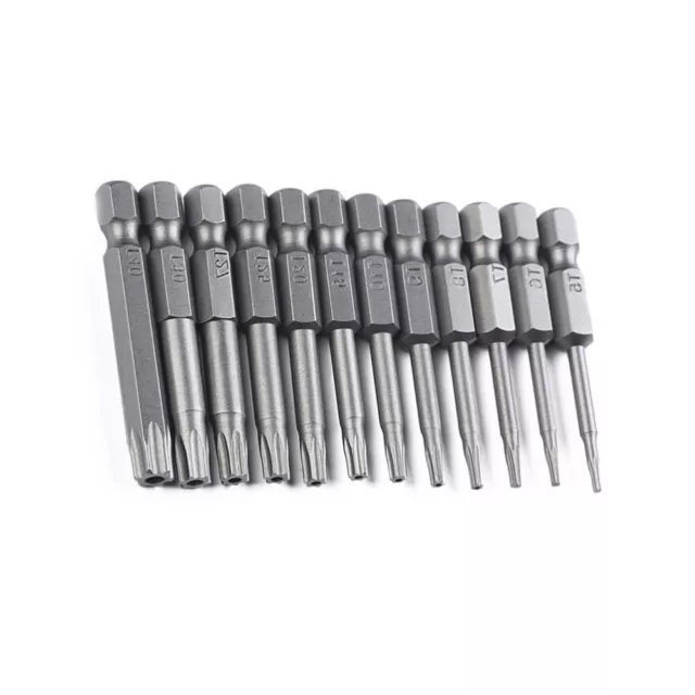 12 Pcs 1/4 Inch Hex T5-T40 Head Screw Driver Bit Magnetic Steel Head