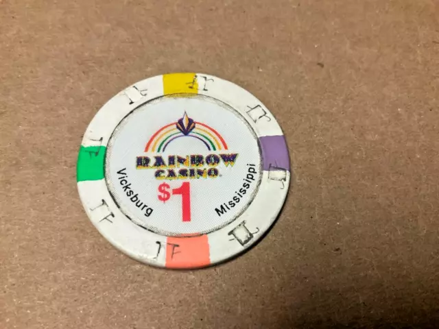 RAINBOW CASINO -- $1 (Obsolete) Casino Chip -- Vicksburg, Mississippi