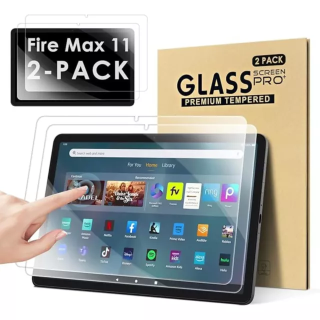 2 Pack 9H TEMPERED GLASS Screen Protector for Amazon Fire Max 11 2023 / 13th Gen
