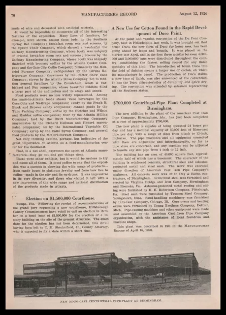 1926 American Cast Iron Pipe Plant Co. Photo Birmingham Alabama Article Print Ad