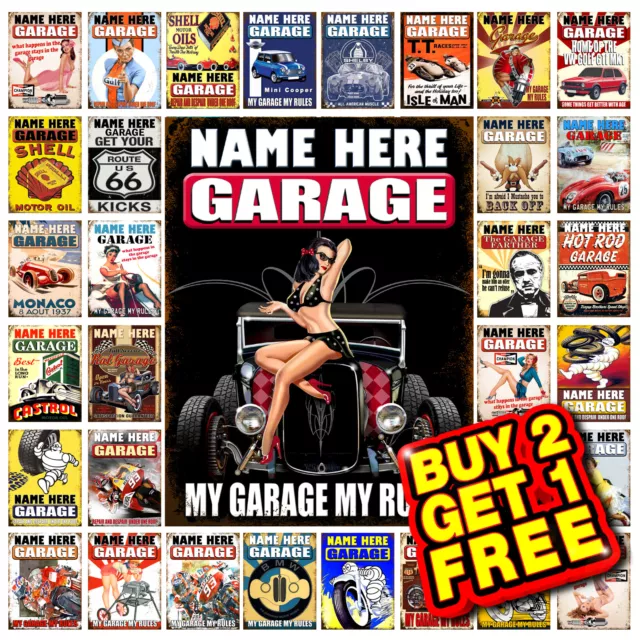 Garage Personalised Metal Tin Sign Plaque Man Cave Home Bar Shed Wall Signs M109