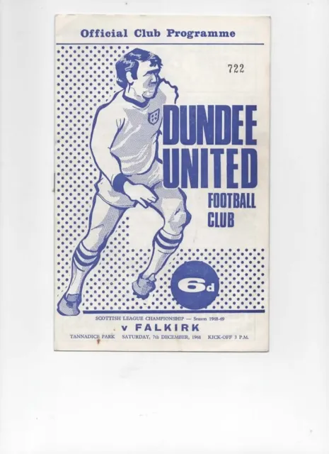 Dundee United v Falkirk 7th December 1968 Scottish League Championship Match