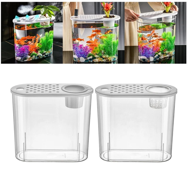 Aquaponic Planter Aquarium Home Living Room Transparent Tank