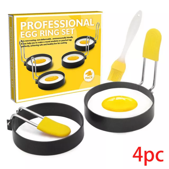 4X Spiegelei Ei Form Egg Ring Spiegeleiform Omelette Kochen Edelstahl Bratform