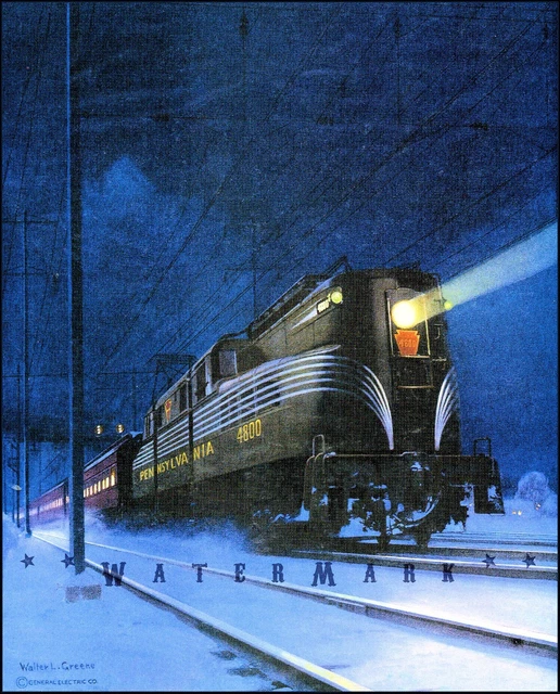 Pennsylvania Railroad 1936 Night Train Vintage Poster Print Travel Tourism Art