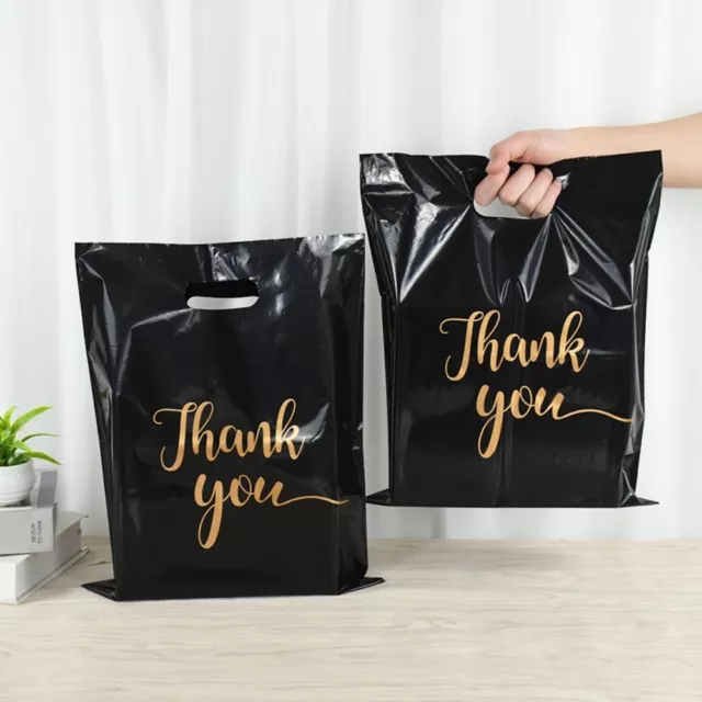 100 Pcs Plastic Plastic Thank You Bags with Handle Tote Bag  Party Favors