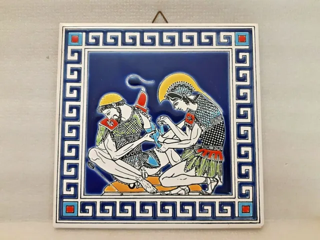 Vtg Greek Mythology Ceramic Tile Wall Art Hand Made By Smaltotechniki