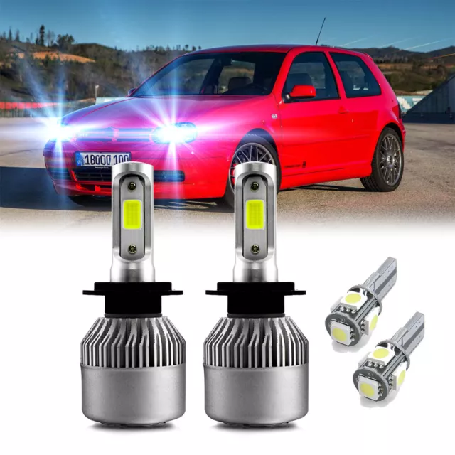 For VW Golf Led Headlight MK4 100w Dipped Low Xenon Hid White Side Light Bulbs