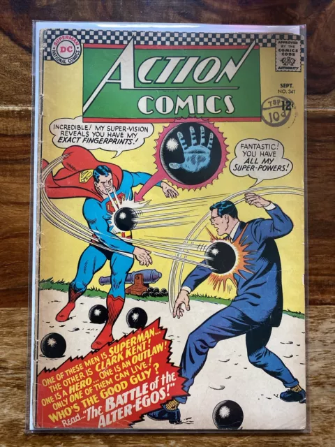 Action Comics 341. 1966. Feat Baron X. Key Silver Age Issue. Curt Swan Art. P/FA