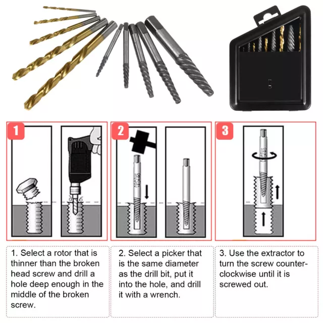 10 Tlg Drill Bit Screwdriver Screw Remover Left Screwdriver Set Screwdriver 3