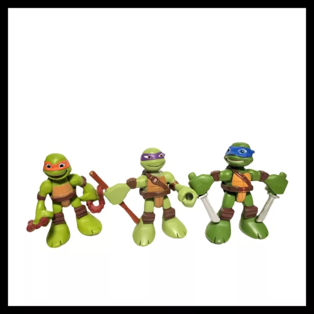 Lot of 3 Teenage Mutant Ninja Turtles 2014 Movie Action Figures TMNT