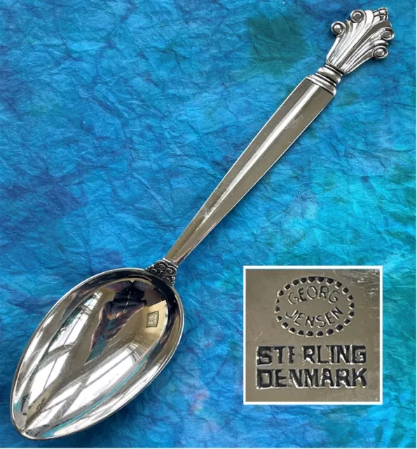 Vintage Antique Georg Jensen Sterling Silver 8.25" Acanthus Soup / Serving Spoon