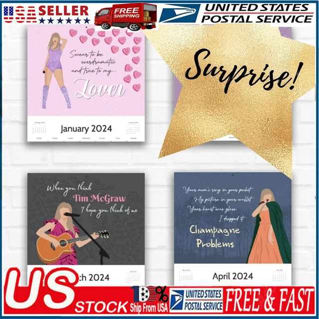 TAYLOR SWIFT OFFICIAL 2024 Monthly Square Wall Calendar 21 x 11 cm