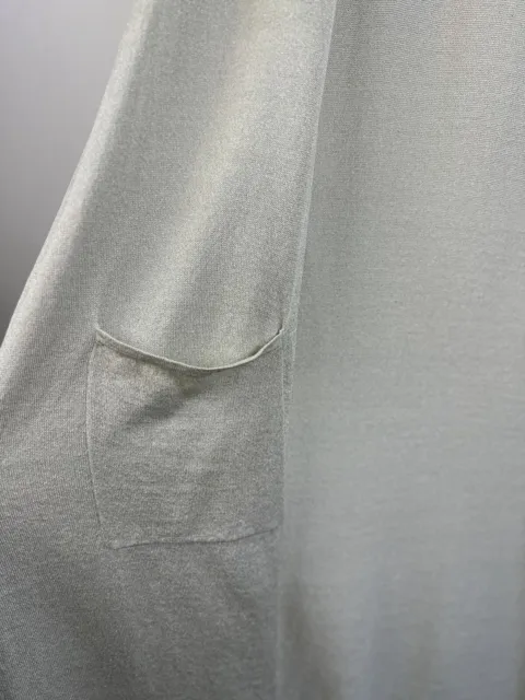 Eileen Fisher cremefarbene offene Leinenmischung lange Strickjacke groß beige 3