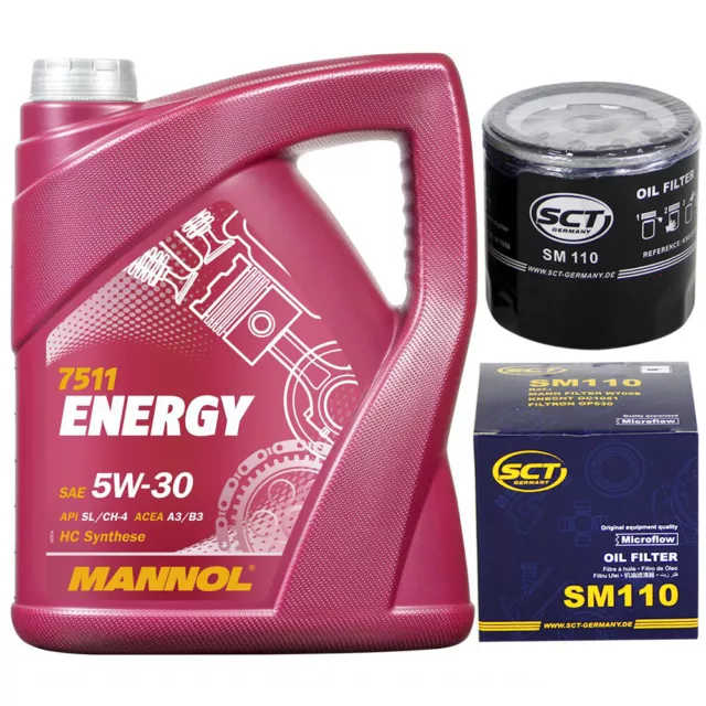 5 Liter 5W-30 Mannol ENERGY ACEA A3 B4 VW MB API SL CF + Ölfilter Motorölfilter