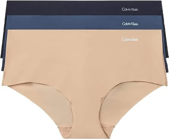 New!! Calvin Klein Womens 4 Pack Hipster Invisible Panty Black