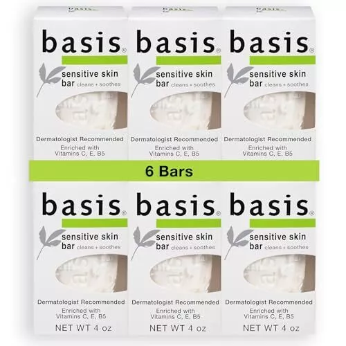 Basis Sensitive Skin Bar Soap Cleans & Soothes /Chamomile & Aloe Vera 4 oz.