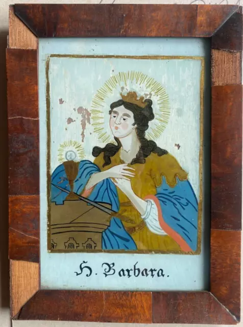 Trasero Vidrio Pintura Santo Barbara 18 Jhr. Sur de Alemania Marco Iglesia Santo