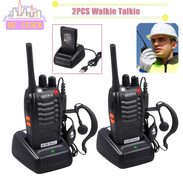 2x Walkie Talkie Sprechfunkgeräte Handfunkgerät 16 Kanäle 2-Wege mit Li-ion Akku