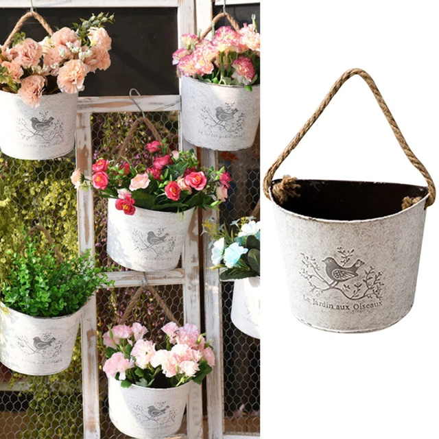 1PCS Blumentöpfe Rustikale Metall Vase Hängen Blumentöpfe Hängen