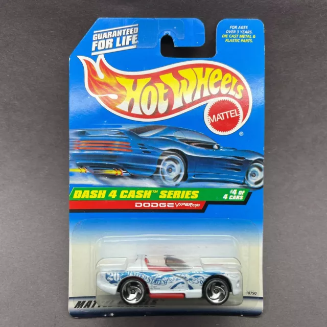 Hot Wheels Dodge Viper RT/10 Convertible Car White Diecast 1/64 Dash 4 Cash #724