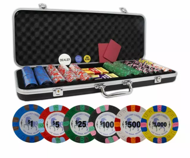 DA VINCI Unicorn All Clay Poker Chip Set - 500 Casino Weighted 9 Gram Chips