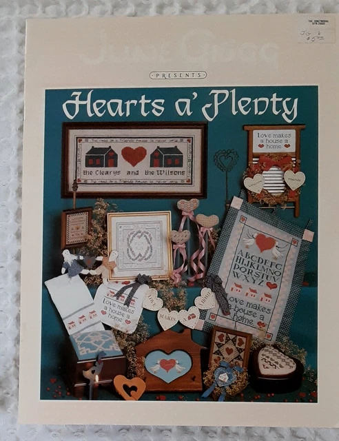 Cross Stitch June Grigg HEARTS a PLENTY Leaflet Seasons Noel Hearts 13 Pages Vtg