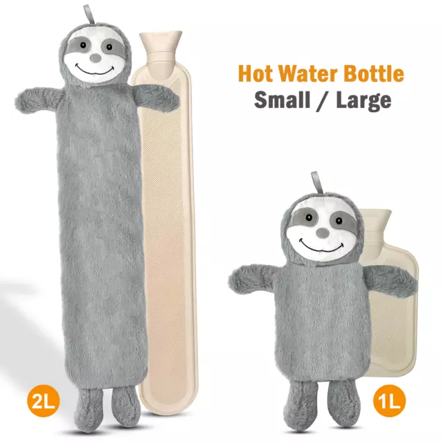 1/2L Extra Long Hot Water Bottle With Faux Fur Removable Cover Full Body Warmish