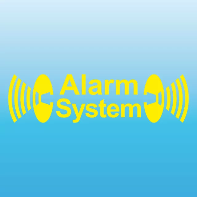 Alarm System gelb gespiegelt Aufkleber Tattoo Auto Balkon Shop Fenster Scheibe